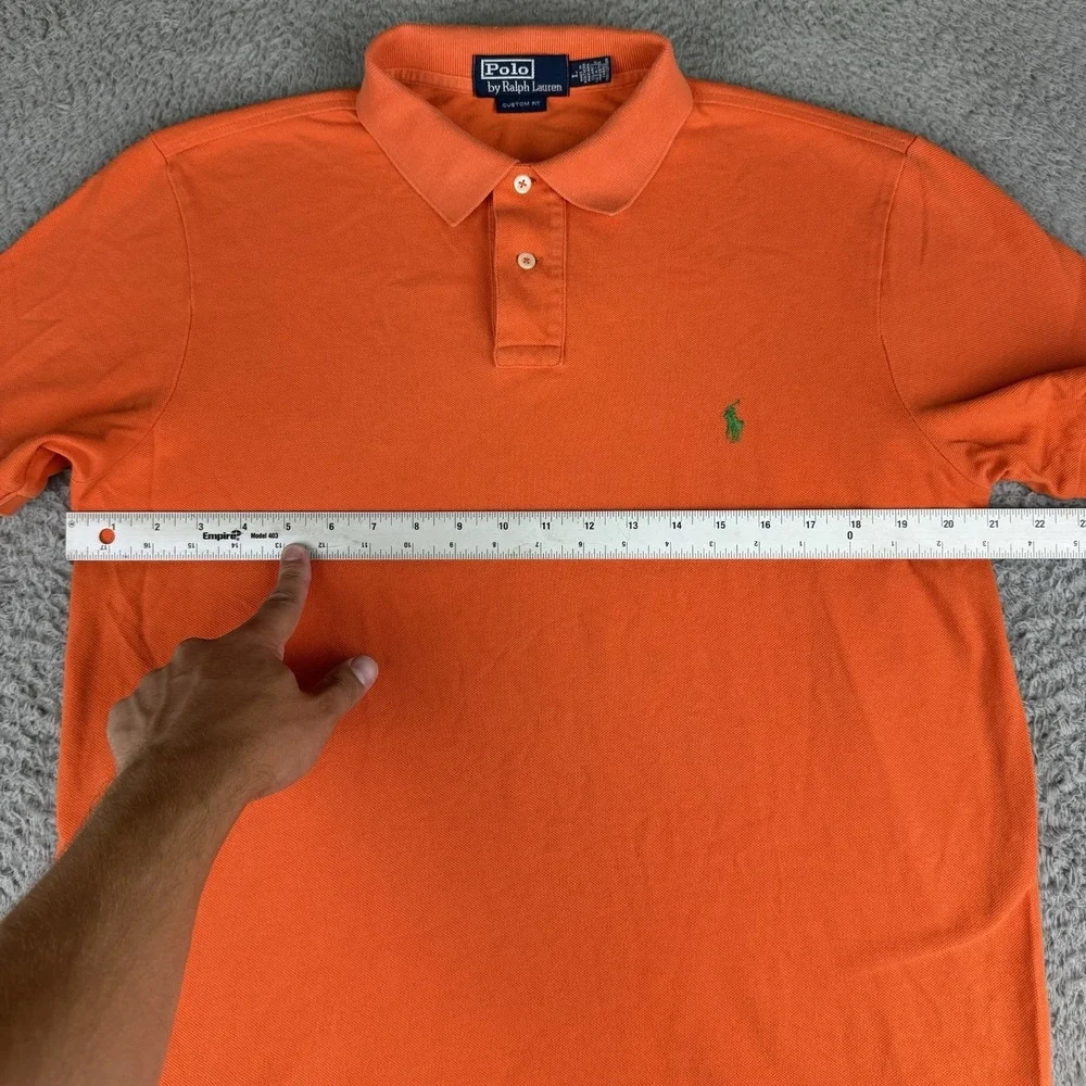 Polo Ralph Lauren Golf Shirt Mens Large Orange Cotton Short Sleeve Custom Fit